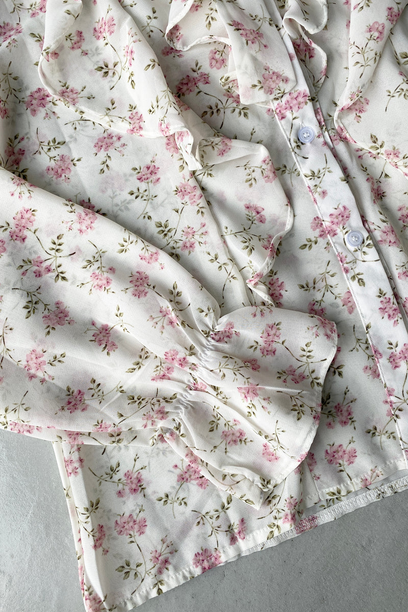 Pink floral blouse